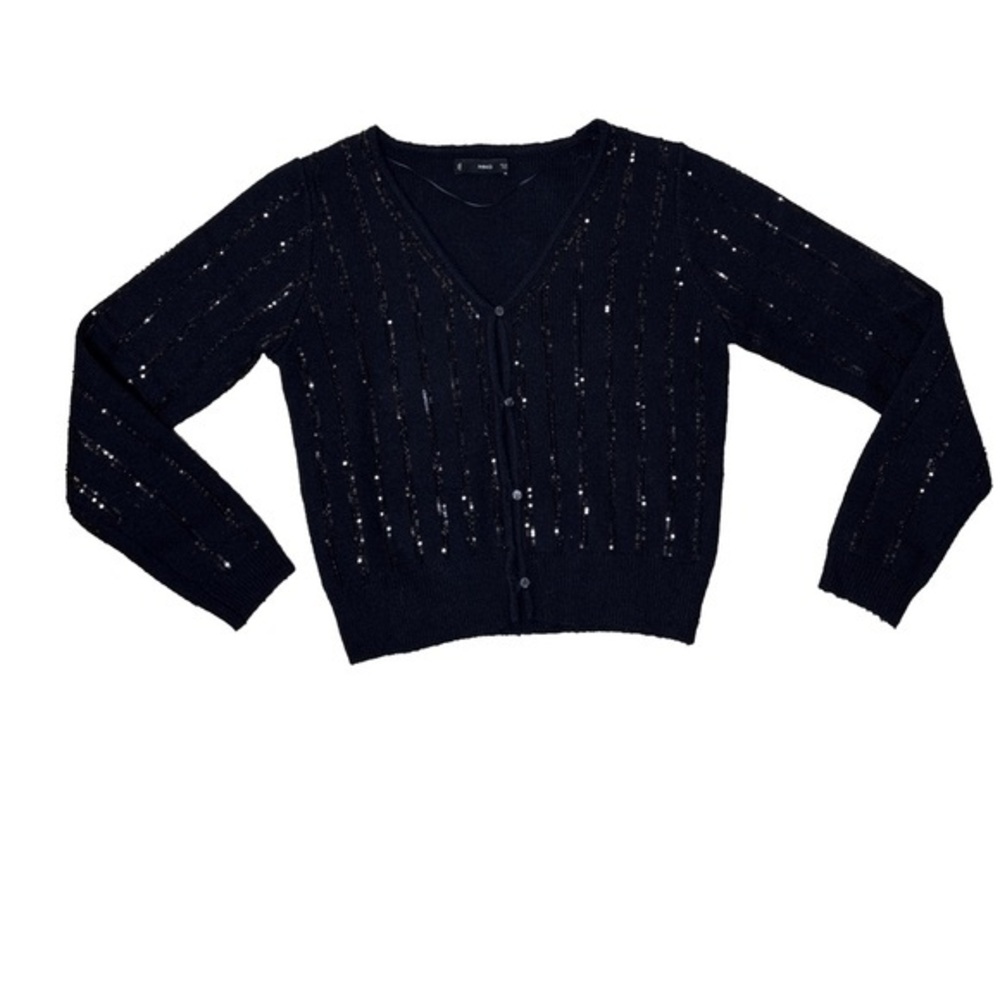 ⭐️ Mango Very Dark Navy Knit Cardigan with sequins- size medium